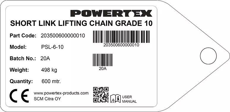 Powertex short link Grade 10/100 chain