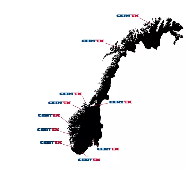 Certex Norge lokasjoner i Norge
